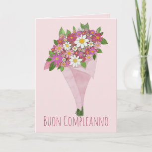 Rosa av blommor i italienska Birthday Kort