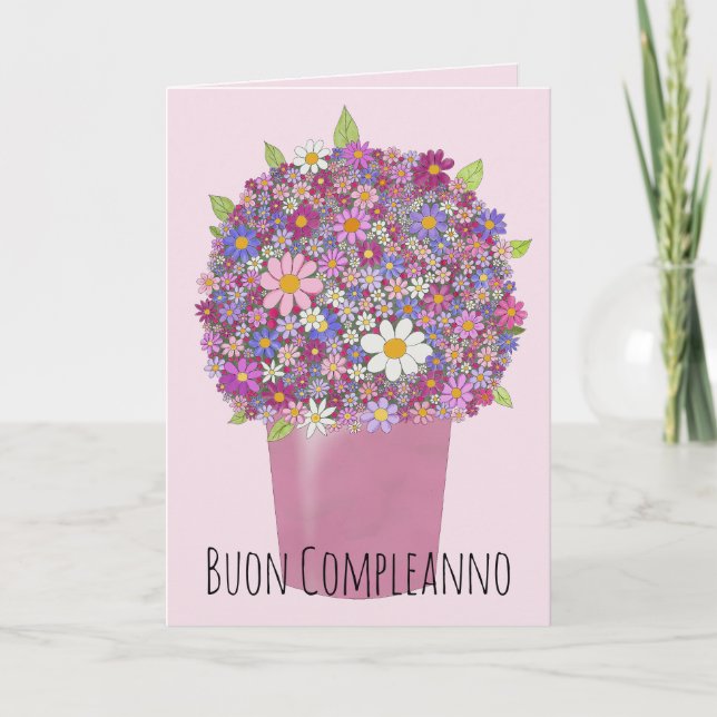 Rosa av blommor i italienska Birthday Kort (Framsida)