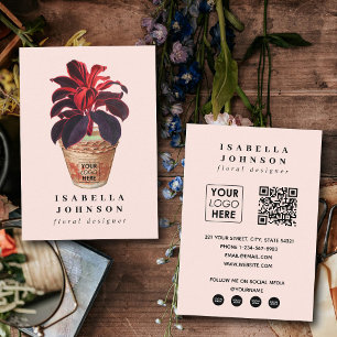Rosa av botaniska designers Logotyp QR-kod Social Visitkort