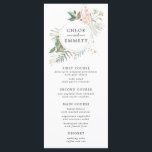 Rosa av botaniskt andedräkt Blommigten Guld Bröllo Meny<br><div class="desc">Bröllop paret namn placeras i en elegant och modern botanisk krans med handmålad grönt löv och rosa blommor. Bröllop-menyn följer nedan i en kombination av klassisk upprätt och kursiv typsnitt. Mycket enkelt att anpassa. Ta bort kurser som inte gäller. Denna punkt är en del av den botaniska samlingen i Guld....</div>