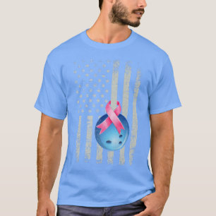 Rosa av Bowling Bära Ribbon Breast Cancer Awarenes T Shirt