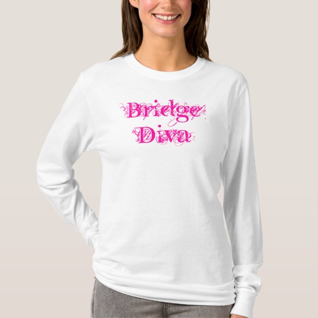 Rosa av Bridge Diva Trendig  Script Tröja (Framsida)