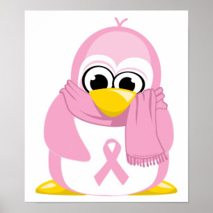 Rosa av bröstcancer Penguin Poster