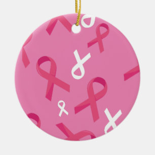 Rosa av bröstcancermedvetande Survivor Ribbon Julgransprydnad Keramik