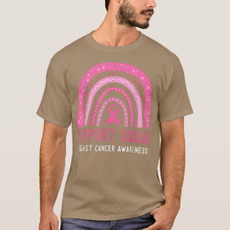Rosa av bröstcancermedvetandegrad på raka regnbåge t shirt