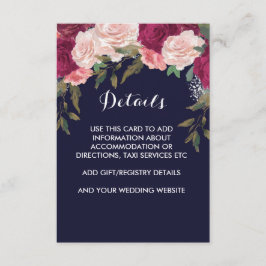 Rosa av burgundär blommigt för marinkort för närma tilläggskort