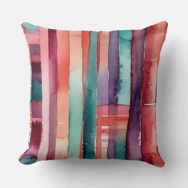 Rosa av burgundi för kalkpersika och lila abstrakt kudde (Framsida)