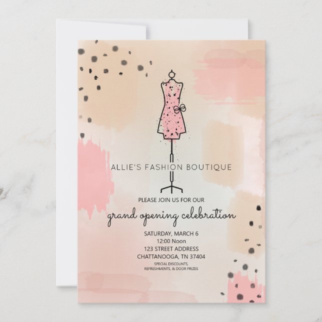 Rosa av butikens öppningsformulär inbjudningar (Framsida)