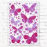 Rosa av Butterflies Watercolor Magenta Photo Print Fototryck<br><div class="desc">rosa av magenta och  av butterfly-målarfärg med vit vattenfärg.</div>