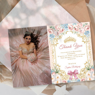 Rosa av Classy Blommigt Quinceanera Photo Tack Car Inbjudningar