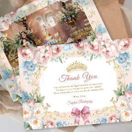 Rosa av Classy Blommigt Quinceanera Photo Tack Car Meddelande