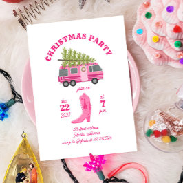 Rosa av Cowgirl jul Party RV Camper Inbjudningar