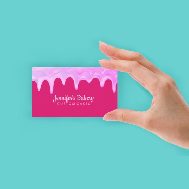 Rosa av Cream-Abstrakt för  av bakverk Visitkort (Bakery Pastry Chef Abstract Pink Cream Dripping Business Card)