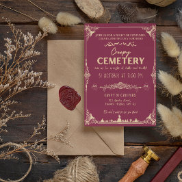 Rosa av Creepy Cemetery-Mörk med persikofärgad Ora Inbjudningar