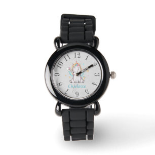 Rosa av Cute Baby Unicorn Soft Grått Personlig Armbandsur