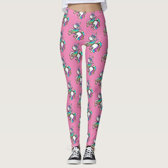 Rosa av Cute Unicorn Leggings (Framsida)