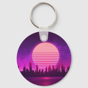 rosa av cyberpunk (eletronic synthwave scifi) stor nyckelring