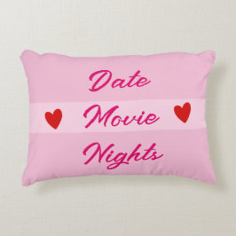 Rosa av Date Movie Nights Typography Girly Prydnadskudde