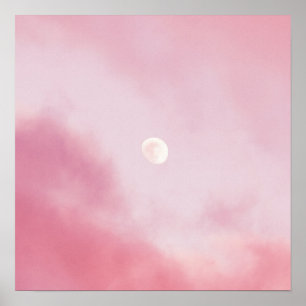 Rosa av den estetiska Lugnen Himlar och Måne Poster