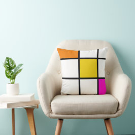 Rosa av den moderna Orangens Gult i Mondrian Stil Kudde