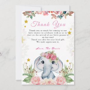 Rosa av elefant för babyskor Bli tackkort Inbjudningar