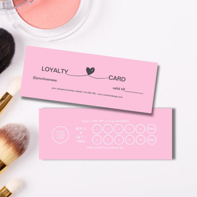 Rosa av Elegant för  av hjärta Lojalitetskort (Simple Heart Elegant Pink Beauty Loyalty Card)