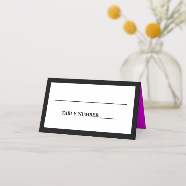 Rosa av elegant, svartvitt och Magenta Placeringskort (Framsida)