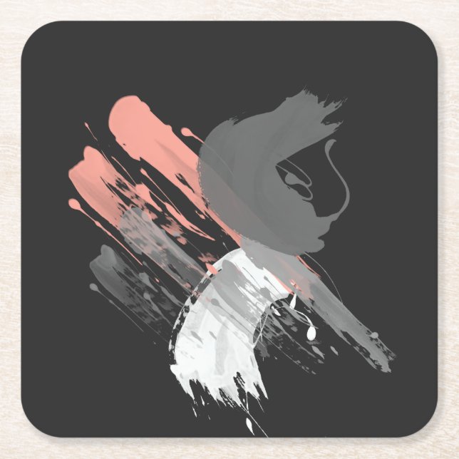 rosa av elegant, vit och grått-borstningar underlägg papper kvadrat (Framsidan)