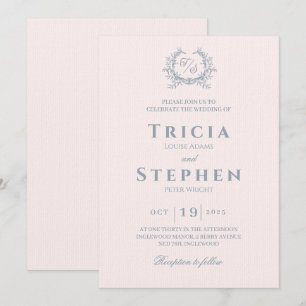 rosa av elegantens bröllopsinbjudan i monogram inbjudningar