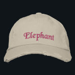 Rosa av Elephant Spirit Animal Rustic Stone Broderad Keps<br><div class="desc">Personlig rosa förbroderade Elephant,  stendpoints Distress Chino Twill vintage baseball cap. En söt tillbehör eller födelsedagspresent.</div>