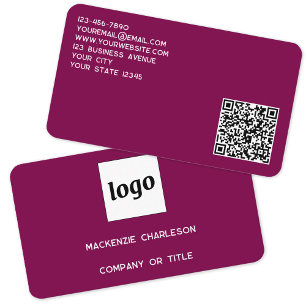 Rosa av enkel Logotyp och QR-Magenta Visitkort