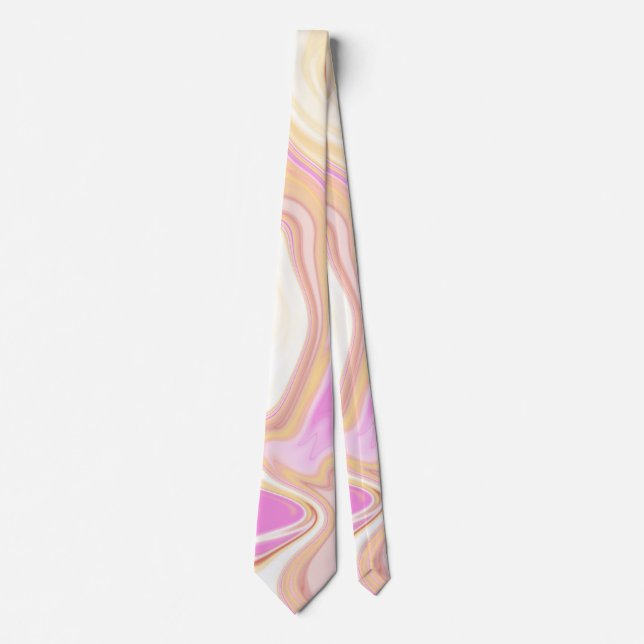 Rosa av färgad Gult Mönster Pastel Neck Tie Slips (Framsida)