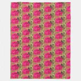 Rosa av färgad Rosa av Elegant Blommigt Flower Fleecefilt