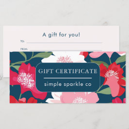 Rosa av färgat Blommönster Blue Gift Certificate