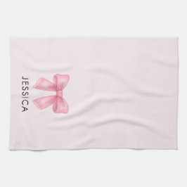 Rosa av färgen Cute Watercolor Bow Coquette Baking Kökshandduk