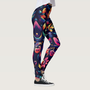 Rosa av färglös Gult av Orange Flower Abstrakt Leggings