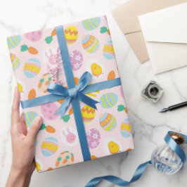 Rosa av färglösa Påskägg och morötter Presentpapper