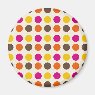 Rosa av fetfärgad Orange Gult Brown Polka dots Magnet