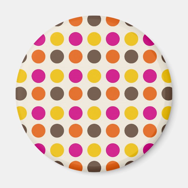 Rosa av fetfärgad Orange  Gult Brown Polka dots Magnet (Framsidan)