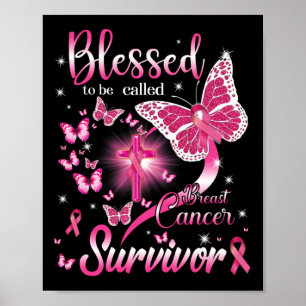 Rosa av fjäril som kallas för bröstcancer poster
