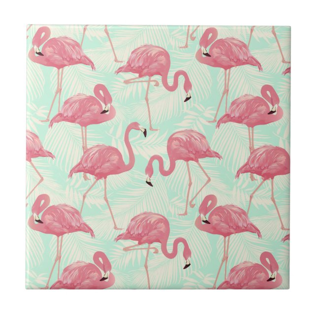 Rosa av Flamingo-mönster för Chicens Elegant Kakelplatta (Framsidan)