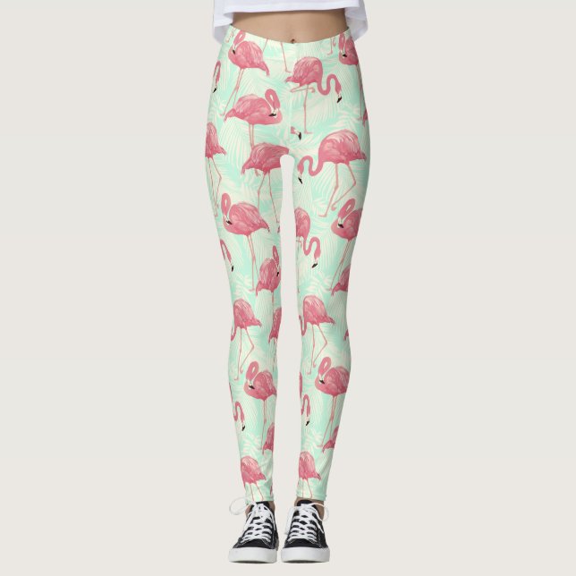 Rosa av Flamingo-mönster för Chicens Elegant Leggings (Framsida)