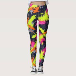 Rosa av fluorescerande Orange Gult Leggings
