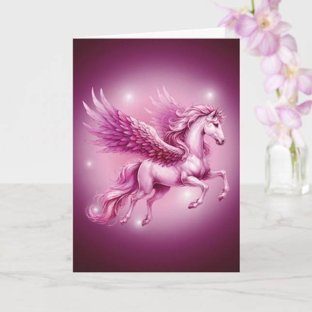 Rosa av födelsedagen Pegasus Fantasy Design Kort (Orkide)