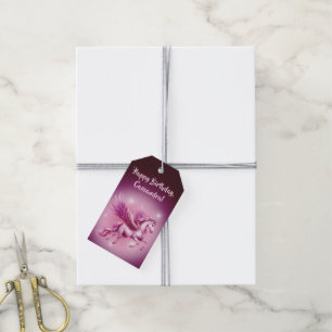 Rosa av födelsedagen Pegasus Fantasy Design Presentetikett