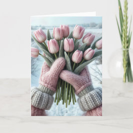 Rosa av födelsedagen Tulip Bouquet Kort