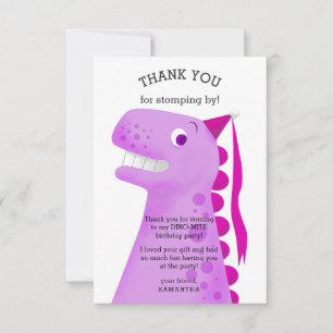 Rosa av Födelsedagsfest i Kids Dinosaur Tack Kort