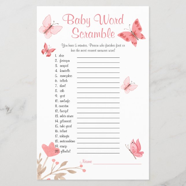 Rosa av  för babyskor i Ord-skam Flygblad (Framsidan)