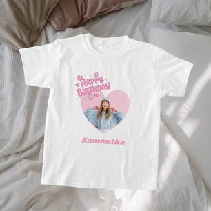 Rosa av foto hjärta namn födelsedag t shirt