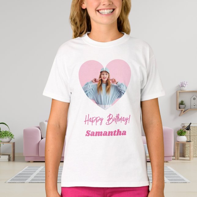 Rosa av foto hjärta namn födelsedag t shirt (Skapare uppladdad)